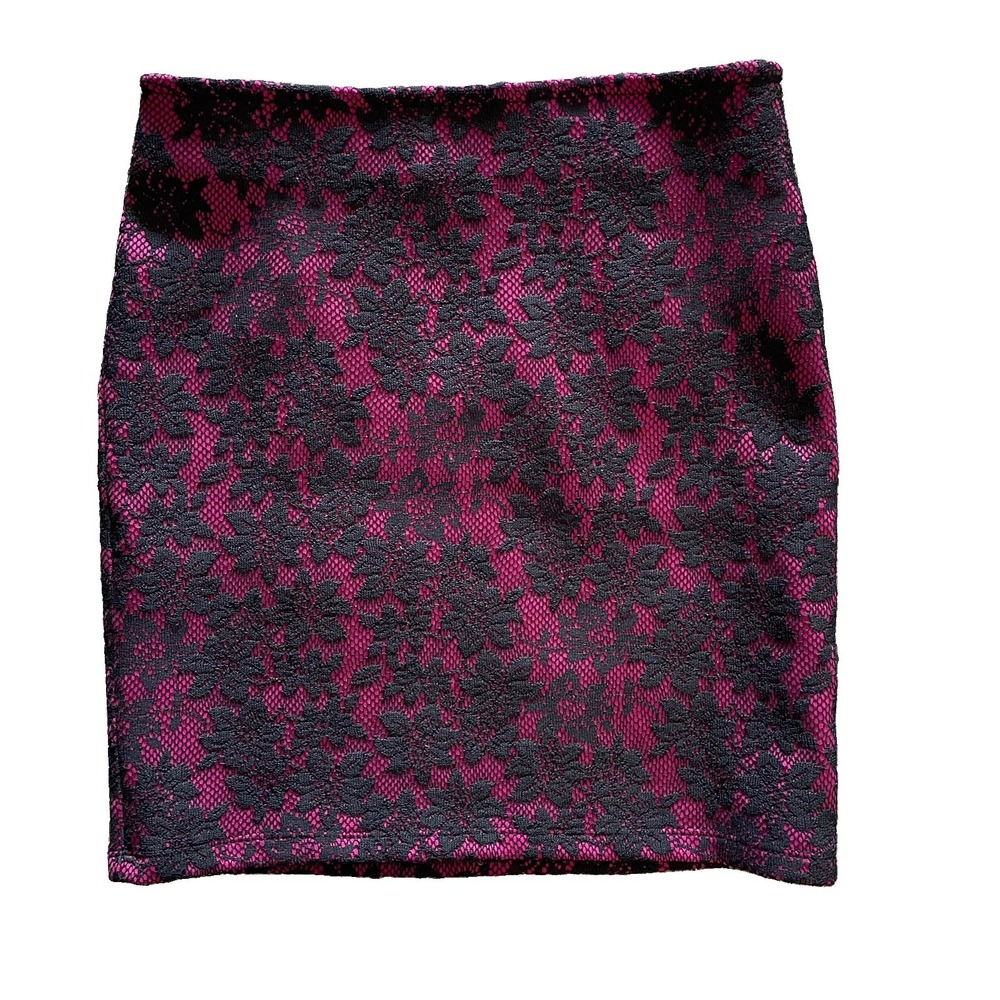 Forever 21 Floral Mini Skirt Black Pink Women's S Dark Academia Goth Gorpcore